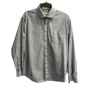 Peter Millar Black and White Checkered Casual Button Down Shirt
